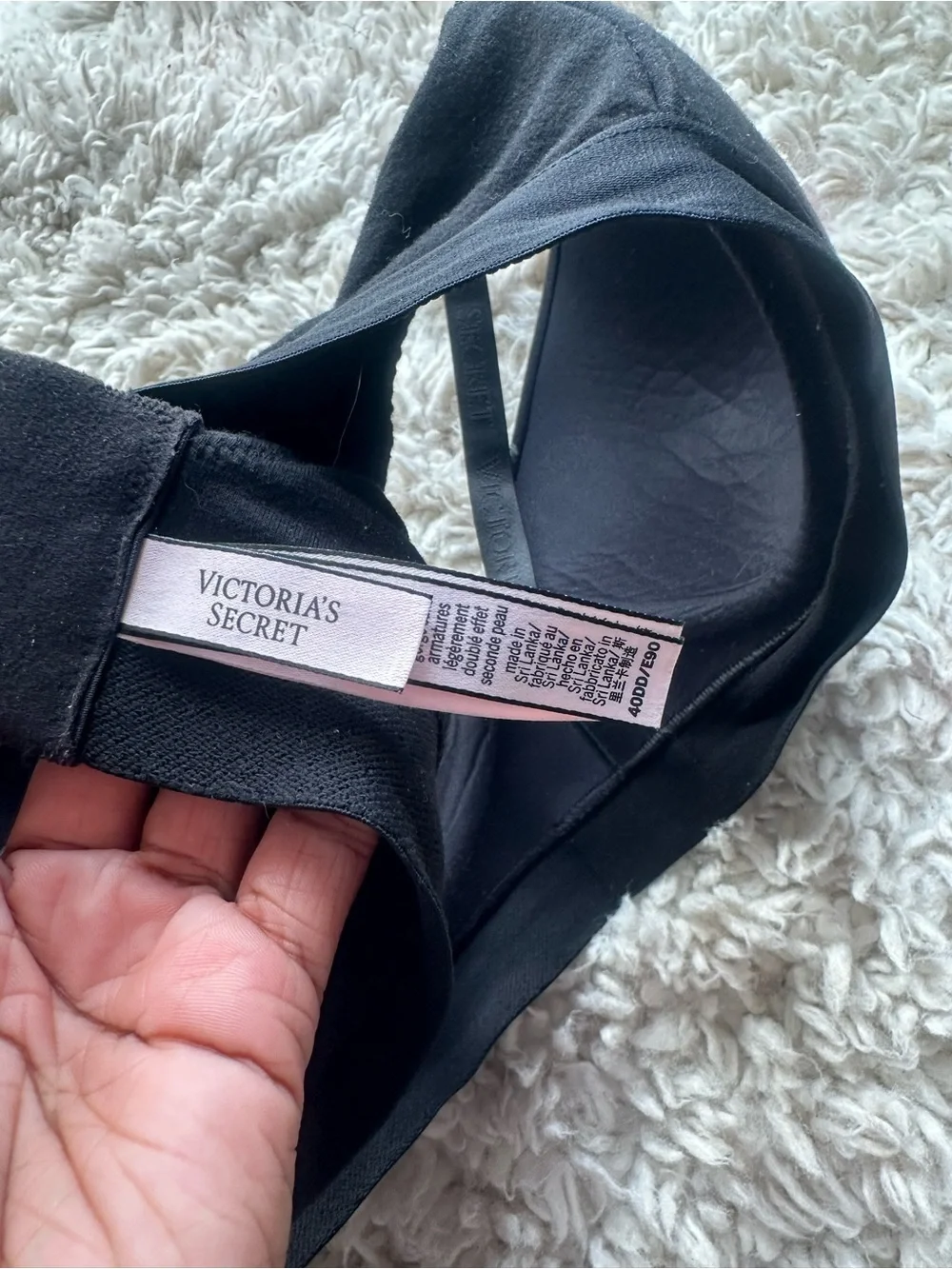 Victoria's Secret Perfect Shape Shine Patch Black Push-Up Bra Size 40DD